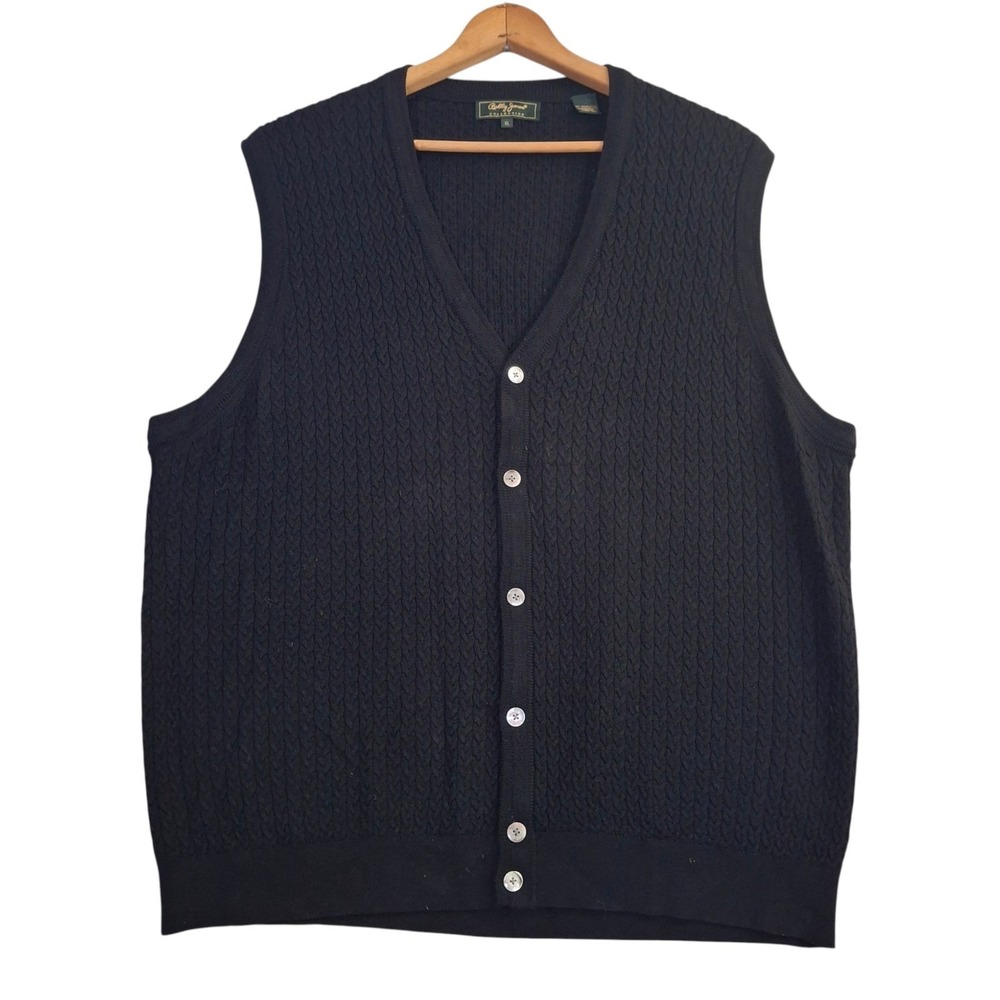 Vtg Bobby Jones Collection Merino Wool Cable Knit Sweater Vest Mens XL Hong Kong